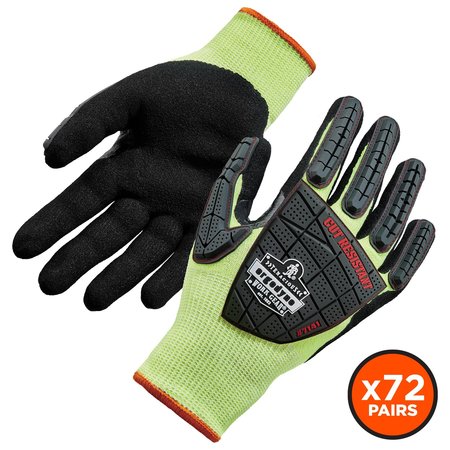 PROFLEX BY ERGODYNE Nitrile Coated CR Gloves 7141, ANSI, A4, 72 Pairs, Lime, Size ProFlex, 72PK 17835